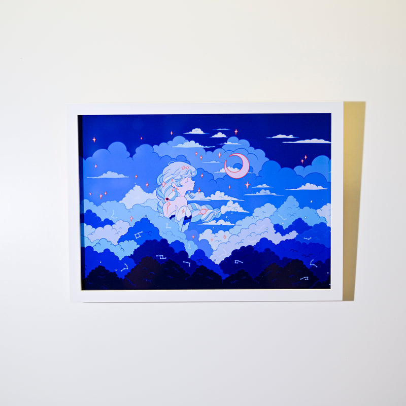 Framed Acrylic / UV Print - Moon girl - A4