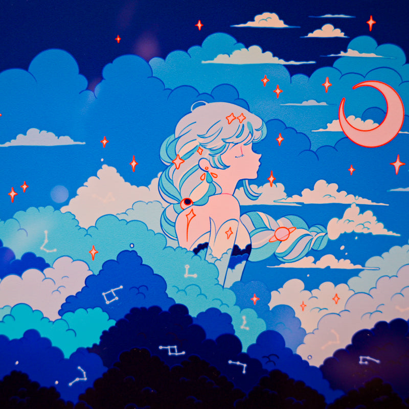 Framed Acrylic / UV Print - Moon girl - A4