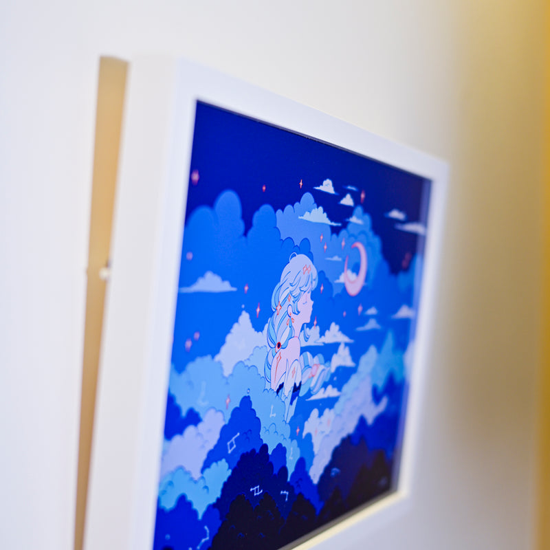 Framed Acrylic / UV Print - Moon girl - A4
