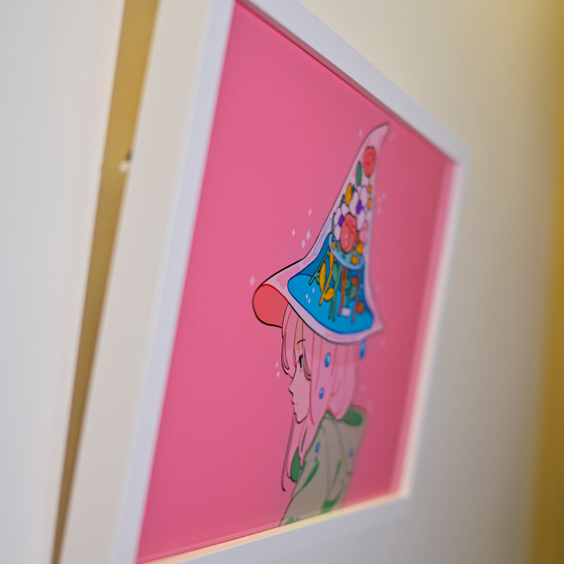 Framed Acrylic / UV Print - Witch hat - A4