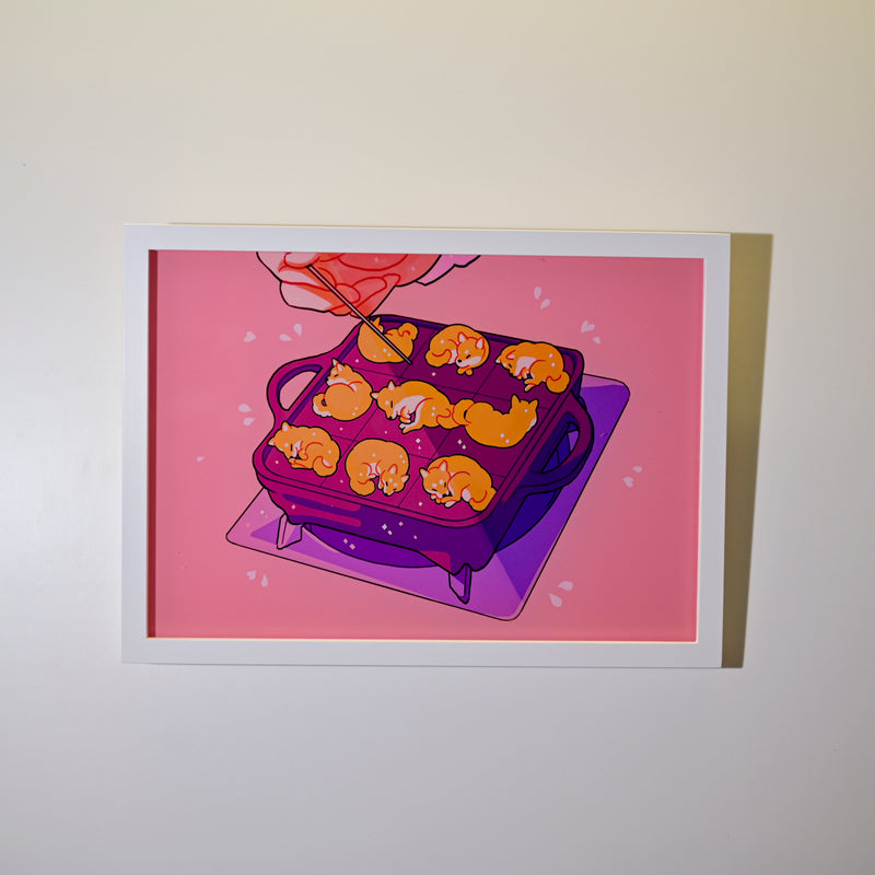 Framed Acrylic / UV Print - Takoyaki - A4