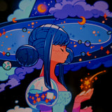 Framed Acrylic / UV Print - Galaxy witch - A4