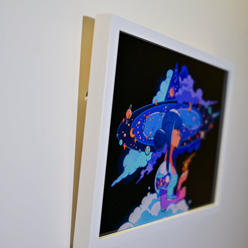 Framed Acrylic / UV Print - Galaxy witch - A4