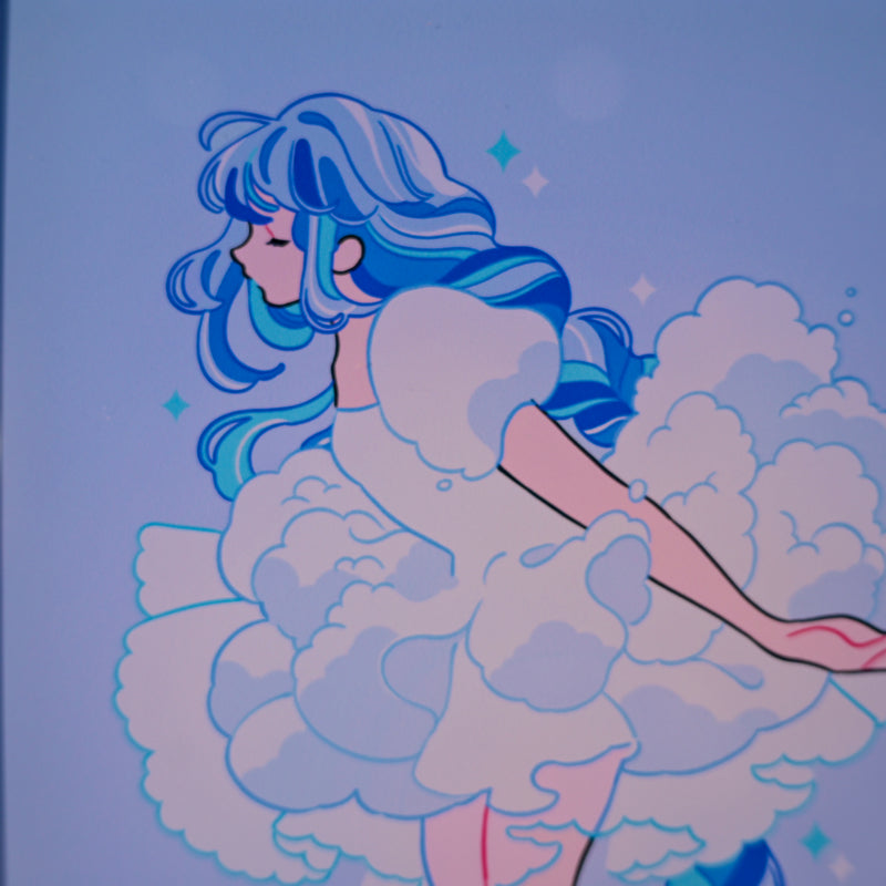 Framed Acrylic / UV Print - Cloud dress - A4