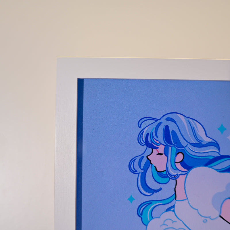 Framed Acrylic / UV Print - Cloud dress - A4