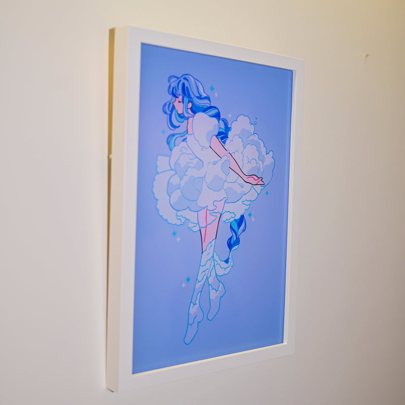 Framed Acrylic / UV Print - Cloud dress - A4