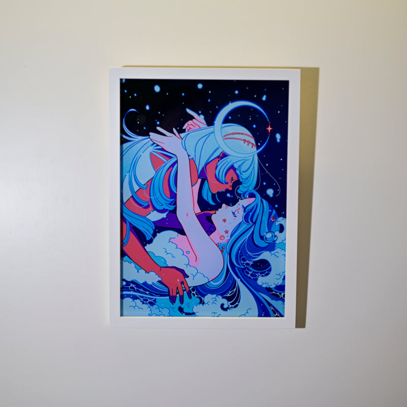 Framed Acrylic / UV Print - The moon and the tide - A4