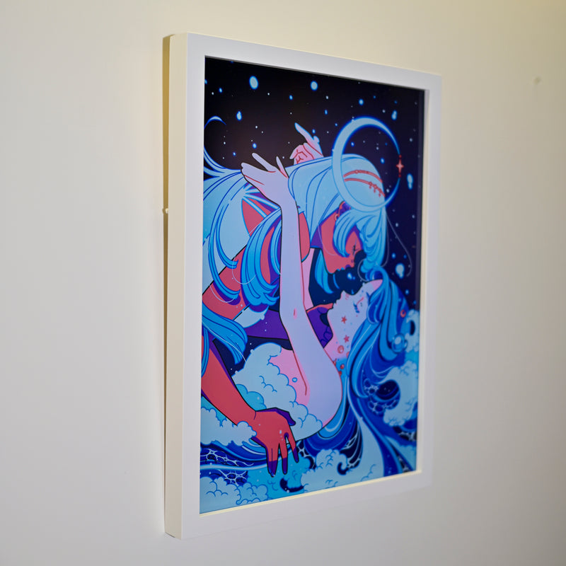 Framed Acrylic / UV Print - The moon and the tide - A4