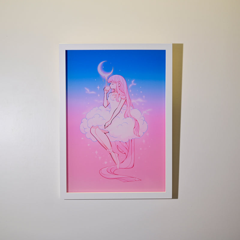 Framed Acrylic / UV Print - Moon tea - A4