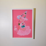 Framed Acrylic / UV Print - Floral tea witch - A4