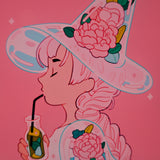 Framed Acrylic / UV Print - Floral tea witch - A4