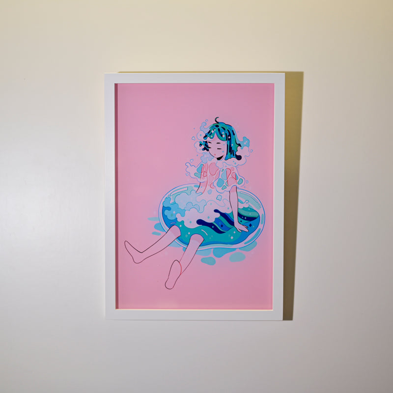 Framed Acrylic / UV Print - Ocean girl - A4