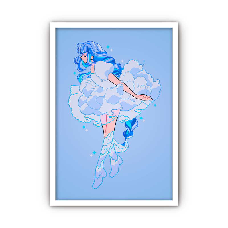 Framed Acrylic / UV Print - Cloud dress - A4
