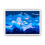 Framed Acrylic / UV Print - Moon girl - A4