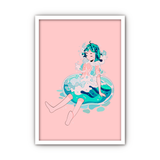 Framed Acrylic / UV Print - Ocean girl - A4