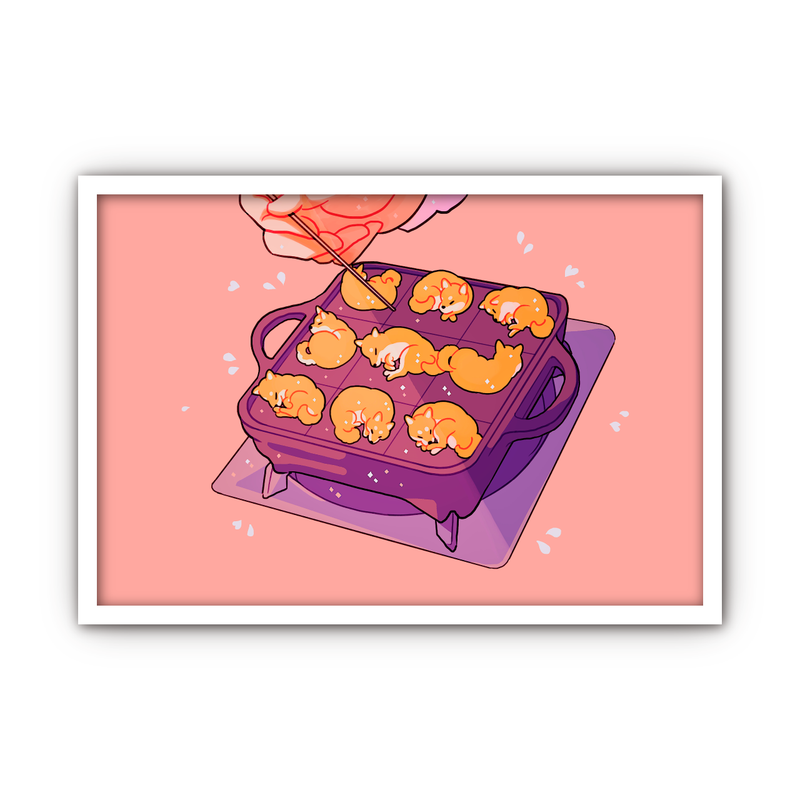 Framed Acrylic / UV Print - Takoyaki - A4
