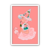 Framed Acrylic / UV Print - Floral tea witch - A4